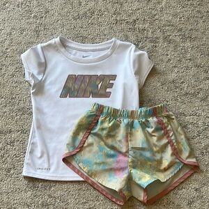 Nike White Dri-FIT Tee and Pastel Shorts Set